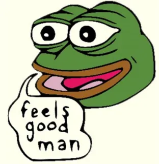 Original Pepe the Frog Feels Good Man panel from Matt Furie's Boy's Club comic showing the green frog character with a relaxed expression
