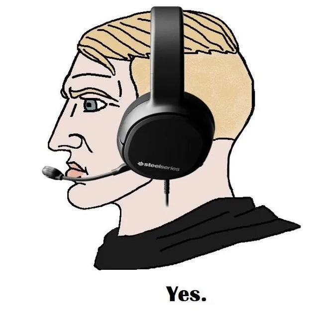 Soyjak variant of Wojak — open-mouthed, excited expression used to satirize performative enthusiasm and soy boy culture